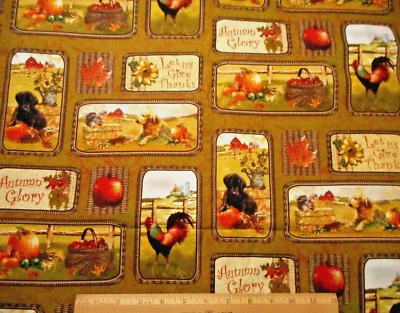 Tela de algodón 1 1/4 yarda OFERTA otoño laboratorio recompensas perro gallo parche Giordano #C Foto 1 de 3