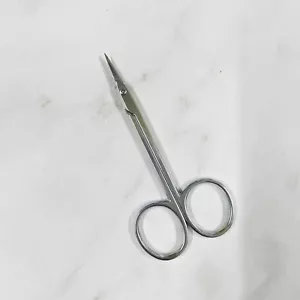 Japanese Cuticle Scissors with Tip Cover Curved Pointed Sharp Tip Chrome Plated - Picture 1 of 6