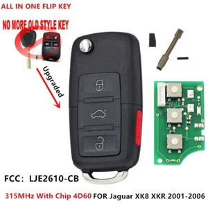315MHZ PARA Jaguar XK8 XKR 2001-2006 Actualizado Nuevo TRANSPONDEDOR MANDO A DISTANCIA ABATIBLE LLAVERO - Imagen 1 de 3