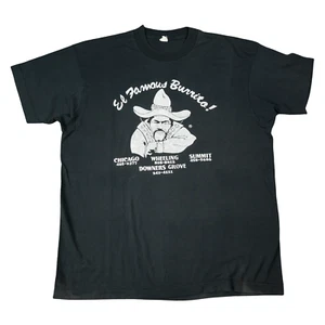 Vintage El Famous Burrito T Shirt 80s XL Large Black Single Stitch Restaurant - Picture 1 of 14