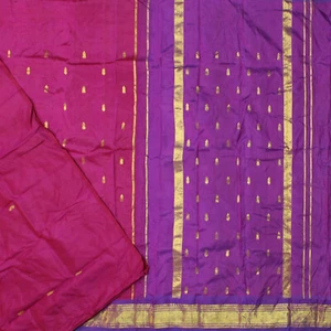 Vintage lila Saris 100 % reine Kanjivaram Seide Sari Zari handgewebt Handarbeit Stoff - Bild 1 von 5