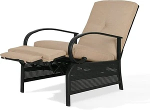 Patio Recliner Chair Adjustable Outdoor Lounge Chair with Removable Cushion - Picture 1 of 10