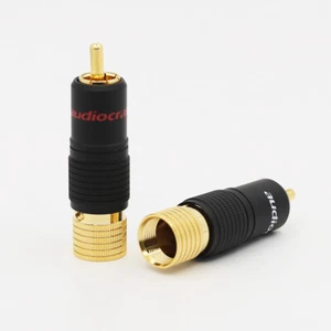 4pcs RCA Locking Non Solder Plug Gold Plated Hi-Fi Audio Cable Connector 10mm - Picture 1 of 7