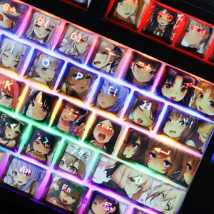 Tastiere retroilluminate anime Ahegao LSP altezza produttore di apparecchiature originali PBT 108 tasti per tastiera Cherry MX - Foto 1 di 11