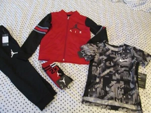 NEW Boys NIKE  4Pc OUTFIT AIR JORDAN TRACK SUITE+Socks+DRIFIT TOP FREE SHIP - Picture 1 of 12