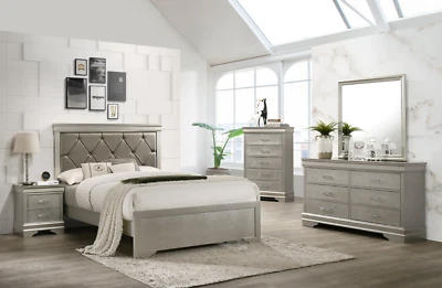 NEW Champagne Gold Queen King Twin Full 5PC Bedroom Modern Glam Bed/D/M/N/C - Image 1 of 4