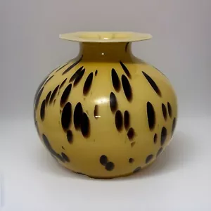 Stunning Murano Style Tortoise Shell Design Hand Blown Glass Vase 9.5” Tall - Picture 1 of 7