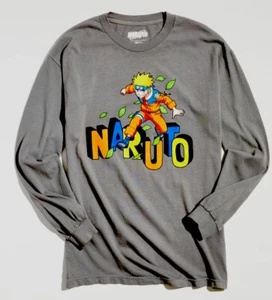 Naruto Ninja Anime Runner Long Sleeve Gray T Shirt Men’s Size L - Picture 1 of 3