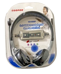 NEW 2.0 USB Headset Skype Zoom Headphones with Mic - Picture 1 of 2