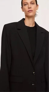 NWT Pernille x Mango Oversized Wool Blend Blazer Bold Shoulders Black XL RP $220 - Picture 1 of 10