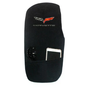 Seat Armour Black Cloth Console Cover fit for 2005-2013 Chevy Corvette - C6 Logo - Picture 1 of 2