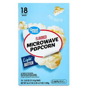 Light Butter Flavored Microwave Popcorn, 18 count, 2.03 oz Bags - Picture 1 of 6