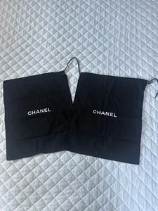 CHANEL Dust Bag AUTHENTIC Black Travel Storage Cotton DRAWSTRING POUCH 11x14 - Picture 1 of 1
