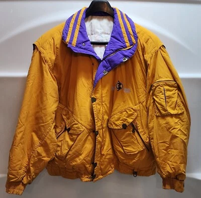Мужская винтажная лыжная куртка Bogner размер L желтая фиолетовая вышитая пуховик сноуборд - Изображение 1 из 4