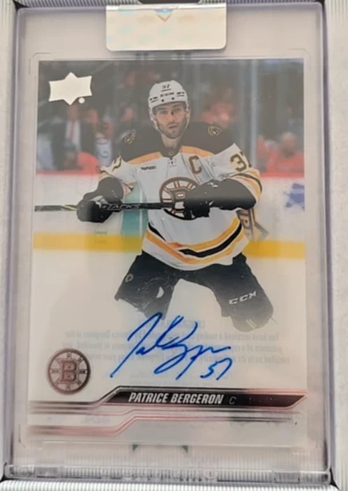 2023-24 UD CLEAR CUT HOCKEY PATRICE BERGERON AUTO #CC-PB Boston Bruins - Image 1 of 1
