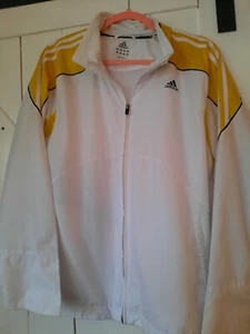Adidas Mens Track Jacket Yellow White Size Large Zip Up - Picture 1 of 4