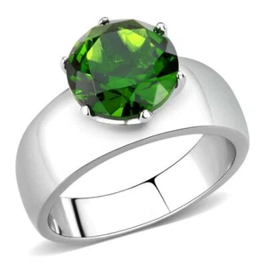 Anillo de cristal de peridoto sintético de 8 mm acero inoxidable TK316 - Imagen 1 de 17