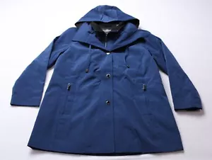 Fleet Street Women's Petite Zip Up Short Trench Rain Coat NC3 Navy Size PM NWT - Picture 1 of 6