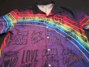PRIDE Love is Love Button Front Shirt - Black/Rainbow - 3XL - Picture 1 of 3