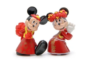 Disney Mickey, Minnie Mouse Chinese Wedding Cake Topper (Set Of 2pc) 2-1/4" Tall - Picture 1 of 1