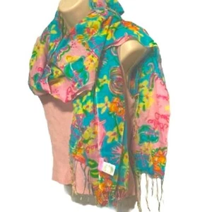 LILLY PULITZER Silk Cashmere South Carolina Murfette Fringed Scarf 28" x 82" - Picture 1 of 9