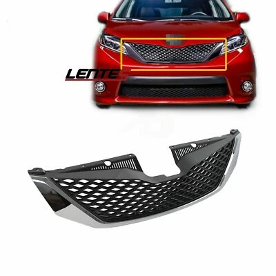 Front Bumper Upper Grille Assembly For 2011-2017 Toyota Sienna Honeycomb Chrome - Imagem 1 de 4