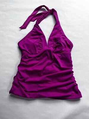Athleta Womens Small S Fuchsia Pink Shirrendipity Halter Swim Tank Top Tankini - Image 1 of 4