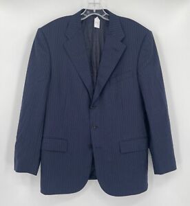 Ralph Lauren Purple Label Mens Blue Striped 100% Wool Long Sleeve Blazer Jacket