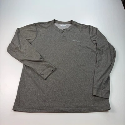 Camisa masculina Columbia Henley grande cinza manga longa leve elástica ao ar livre - Imagem 1 de 4