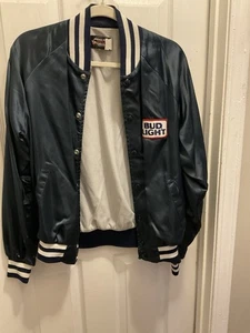Vintage Bud Light Nylon Jacket Varsity Greeser Jacket 60s fashion size medium - Picture 1 of 8