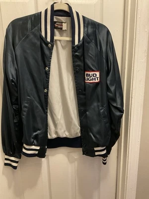 Vintage Bud Light Nylon Varsity Jacket 90s Fashion Budweiser Size M - Image 1 of 4