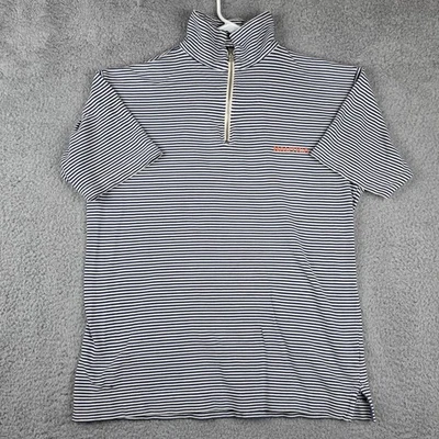 Camisa Nautica De Colección Para Hombre Mediana Blanca Azul Rayas Media Cremallera Cuello Simulado Foto 1 de 4