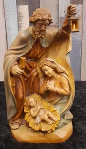 Farbige Holzfigur, "Heilige Familie" Joseph, Maria und Jesus, handgeschnitzt - Bild 1 von 9