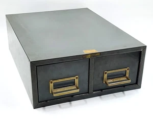 Steelmaster 2 Drawer Index Card Metal File Cabinet Stackable Vintage - Picture 1 of 16