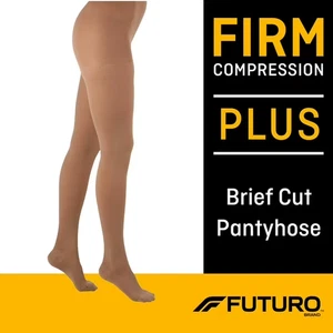 Futuro Medical Compression Pantyhose Varicose Leg Swelling Relief Nude Firm PLUS - Picture 1 of 14