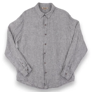 FLAX Shirt Mens Small Gray 100% Linen Button Front Long Sleeve Casual Top - Picture 1 of 14