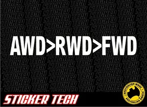 AWD > RWD > FWD STICKER DECAL TO SUIT SUBARU STI WRX GC8 EVO GOLF R32 GTR 4WD - Bild 1 von 2
