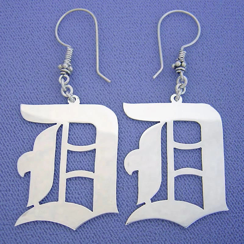 Sterling Silver Dangling Big Old English Initial Earrings SI12 - Image 1 of 1