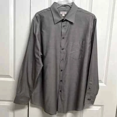 Merona Gray Long Sleeve Pocket Cotton Blend Dress Shirt Size XL 17 - 17.50 - Image 1 of 4