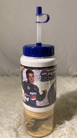 NASCAR Jeff Gordon Pepsi Racing Drink Water Bottle With Small Collectible Car Cover