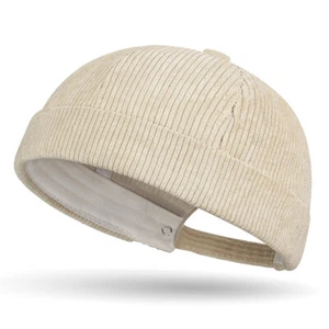 Herren Cord Totenkopf Mütze Krempe Mütze Matrosenmütze Rollmanschette Retro Beanie Cap Mütze - Bild 1 von 18