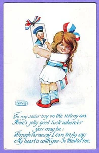 HAPPY GIRL SAILORS PHOTO VWS ARTIST SIGNED POSTCARD - Bild 1 von 1
