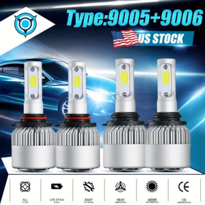 IRONWALLS LED Headlight 9005+9006 Combo Bulbs High Low Beam 4000W 600000LM White - Picture 1 of 12