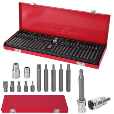 54 tlg. Satz Satz Satz Bitsatz Bits Torx Vielzahn Innensechskant Nüsse 1/2" 3/8" - Bild 1 von 4