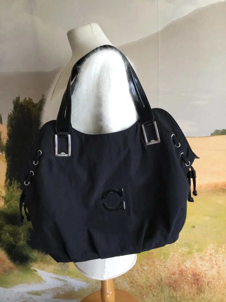 Grand sac toile Chabrand noir porté épaule en parfait état. - Photo 1/4