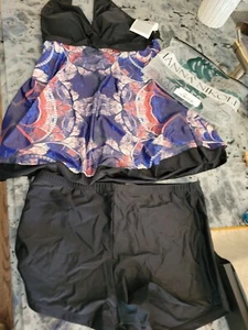 Hanna Nikole geomtric Printed Strappy swim dress with Shorts Swimsuit 18W NWT - Picture 1 of 16