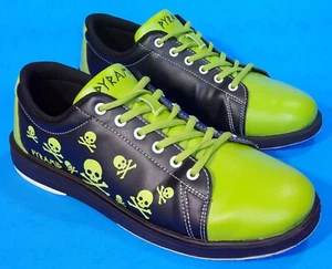 Pyramid Bowlingschuhe Herren Größe 10,5 Totenkopf gekreuzte Knochen grün schwarz Schnürschuhe - Bild 1 von 8