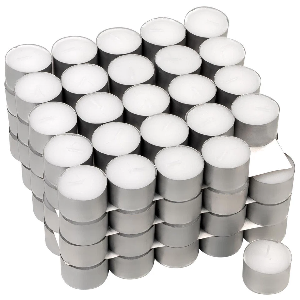 Teelichter weiß mit Alutellerchen 8 Stunden Brenndauer Parfümfrei Kerzenofen - Bild 1 von 4