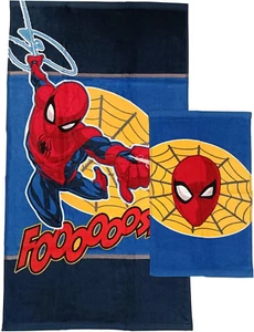 Set SPIDERMAN Asciugamani 1+1 Medio +Ospite Marvel in Spugna Cotone - Picture 1 of 4