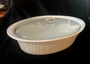 Corning Ware 4 Quart French White Casserole With Pyrex Cover - Picture 1 of 7